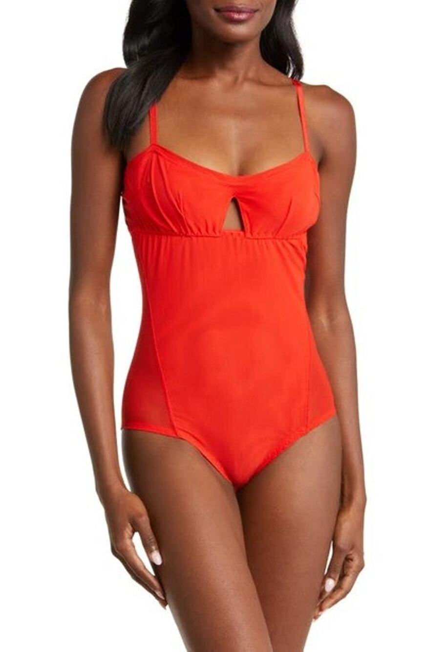 NWT Free People We Are HAH Women's Under The Wire Bodysuit Bloom Orange Size L